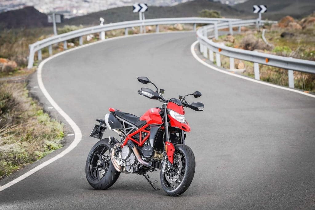 2020 Ducati Hypermotard 950 non-SP on winding road