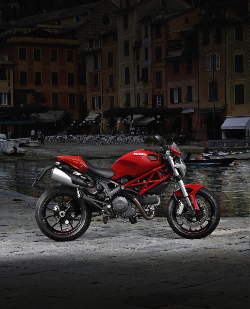 Ducati Monster 796 red and white RHS outdoor static