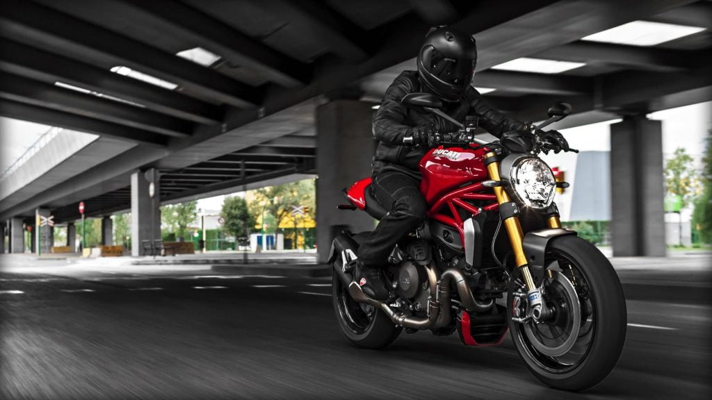 Ducati Monster 797 Red RHS riding