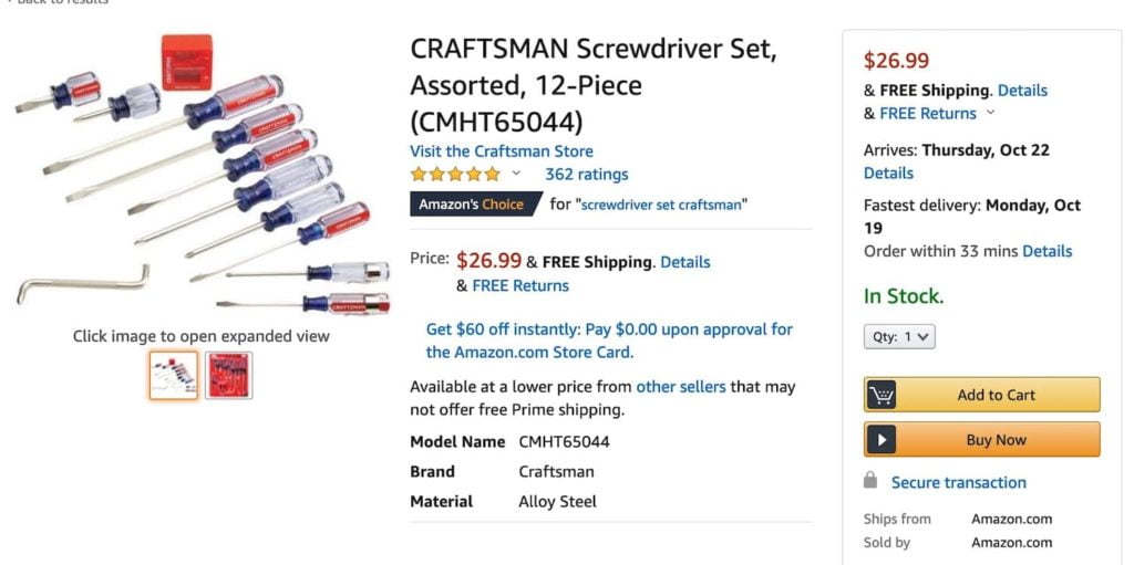 Craftsman screwdriver set for motorcycle maintenance