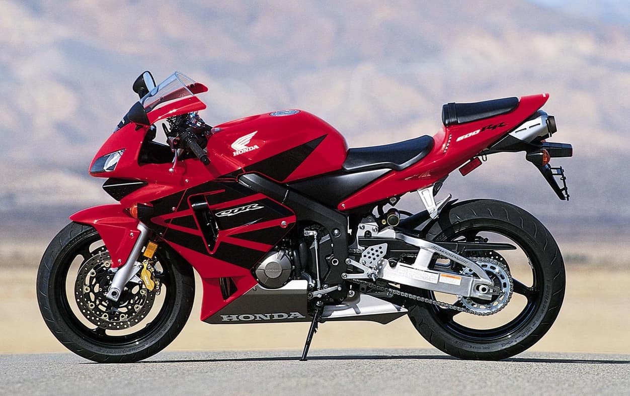 2003 to 2004 Honda CBR600RR red and black with conventional forks