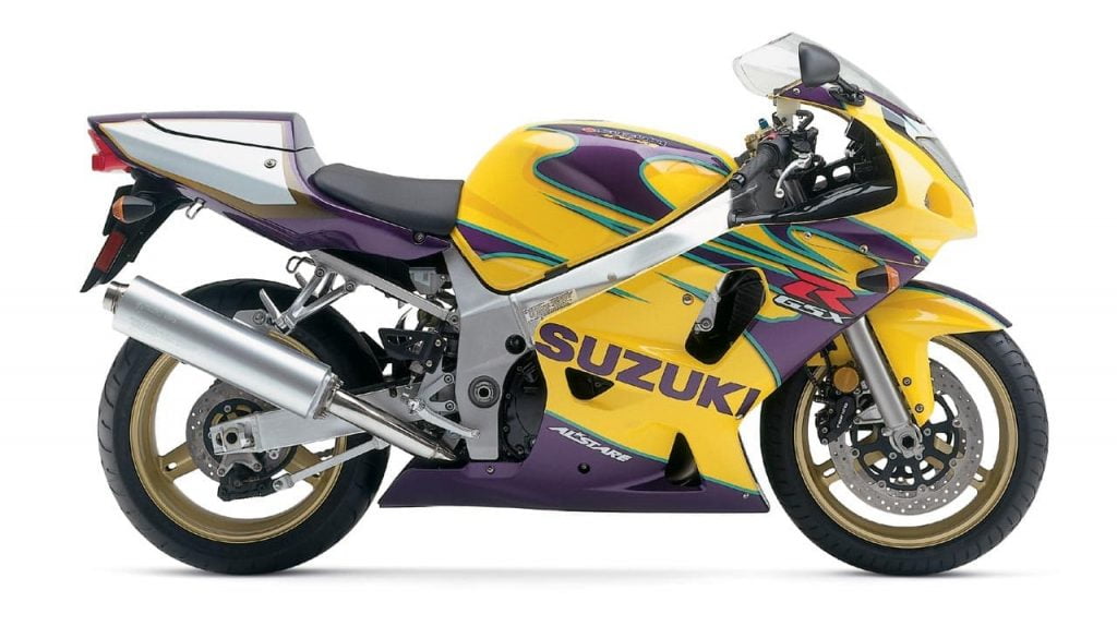 2003 purple and yellow Suzuki GSX-R600