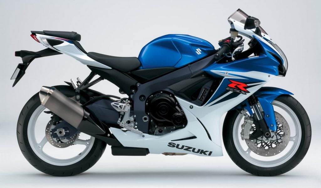 2011 Suzuki GSX-R600 blue and white RHS