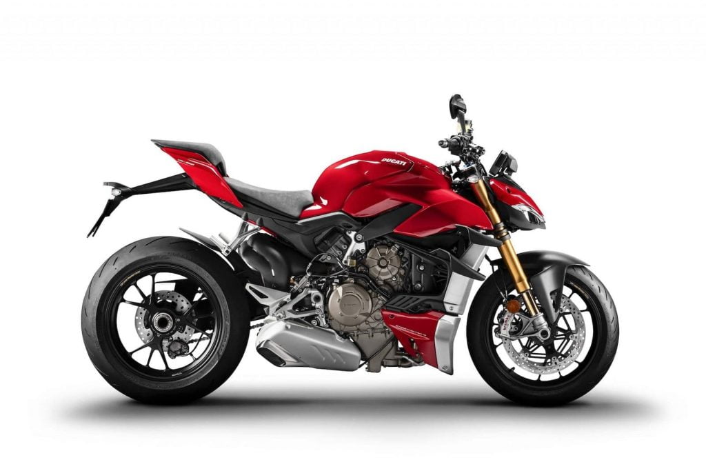 Ducati Streetfighter V4 RHS single sided swing-arm and white background