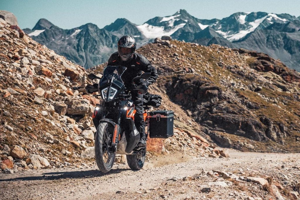2021 KTM 890 Adventure - action shot outdoors dirt road mountains
