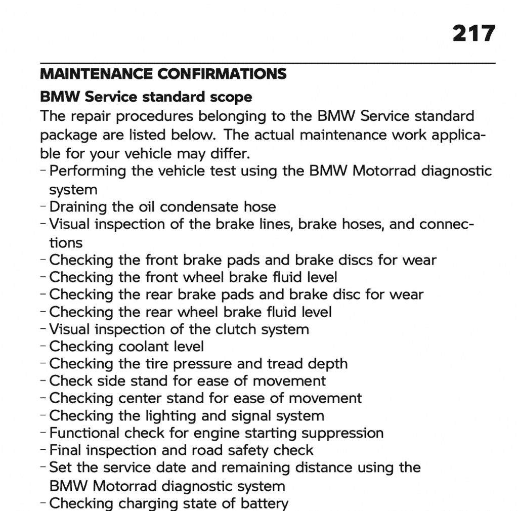 BMW K 1600 GT maintenance schedule 2