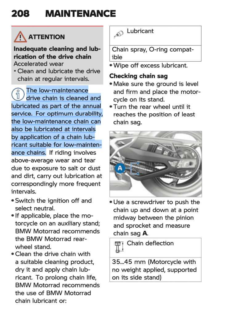 BMW M Endurance Chain maintenance requirements