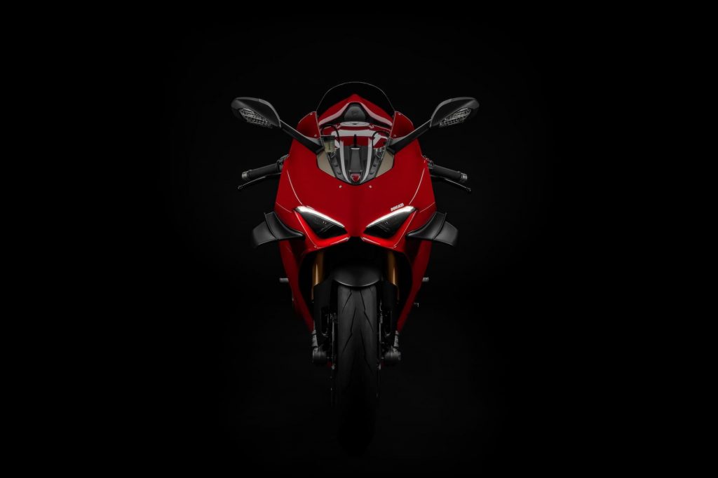 Ducati Panigale V4 S studio front with DRLs