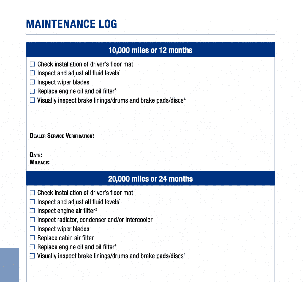 Toyota GR Supra maintenance schedule screenshot USA