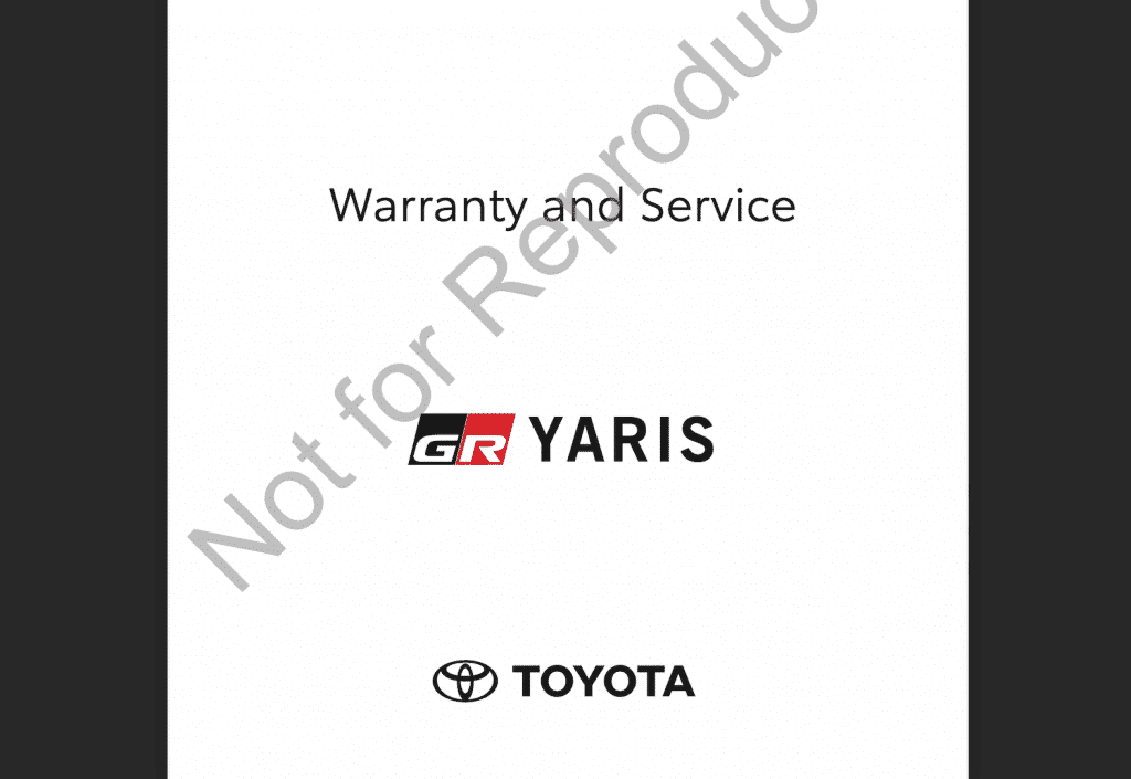 Toyota GR Yaris maintenance schedule page 1