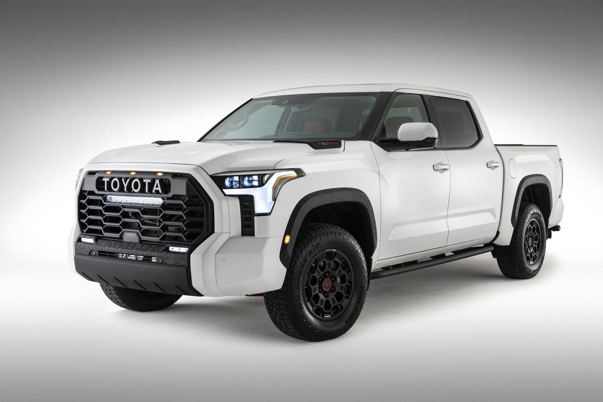 2022 White Toyota Tundra TRD Pro LHS 3-4 studio